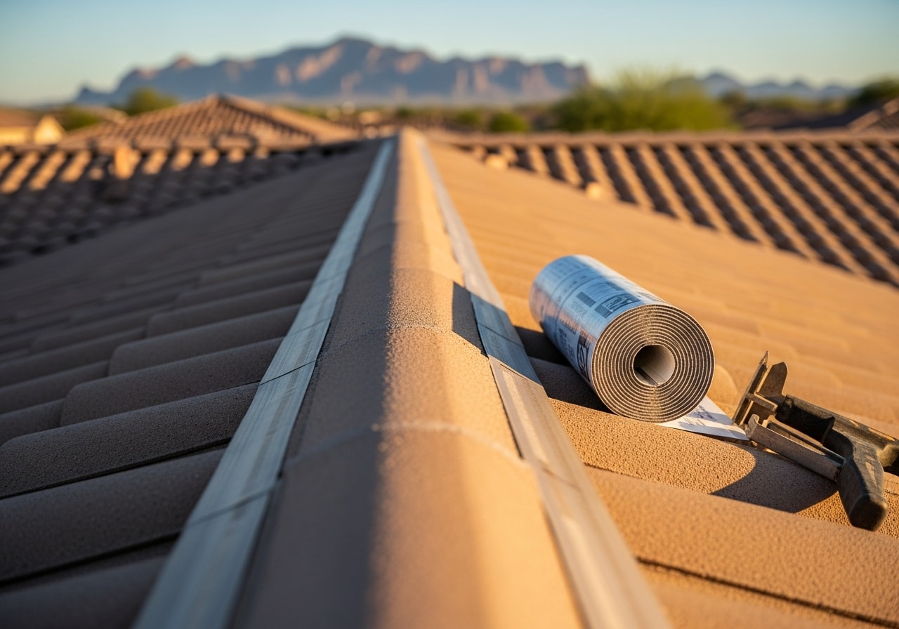 Bird deterrent strips installed along residential roofline in Queen Creek